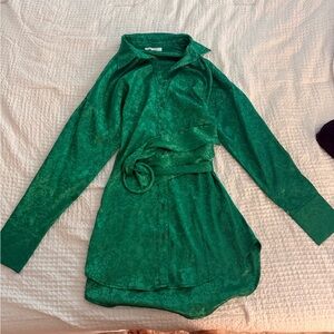 12th Tribe Vibrant Green Jacquard Dress